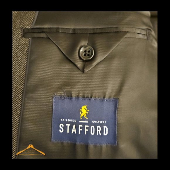 Stafford Sport Coat - 50R, 100% Merino Wool, Black Tweed, NWT - Picture 9 of 14